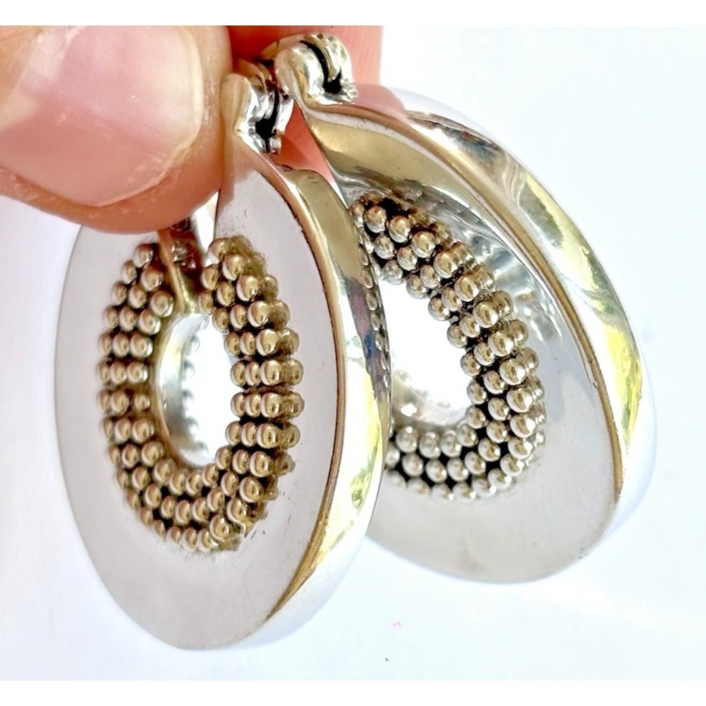 Arthur Court Aluminum Hoop Earrings 1.1 In Disk Dotted Discontinued Jewelry